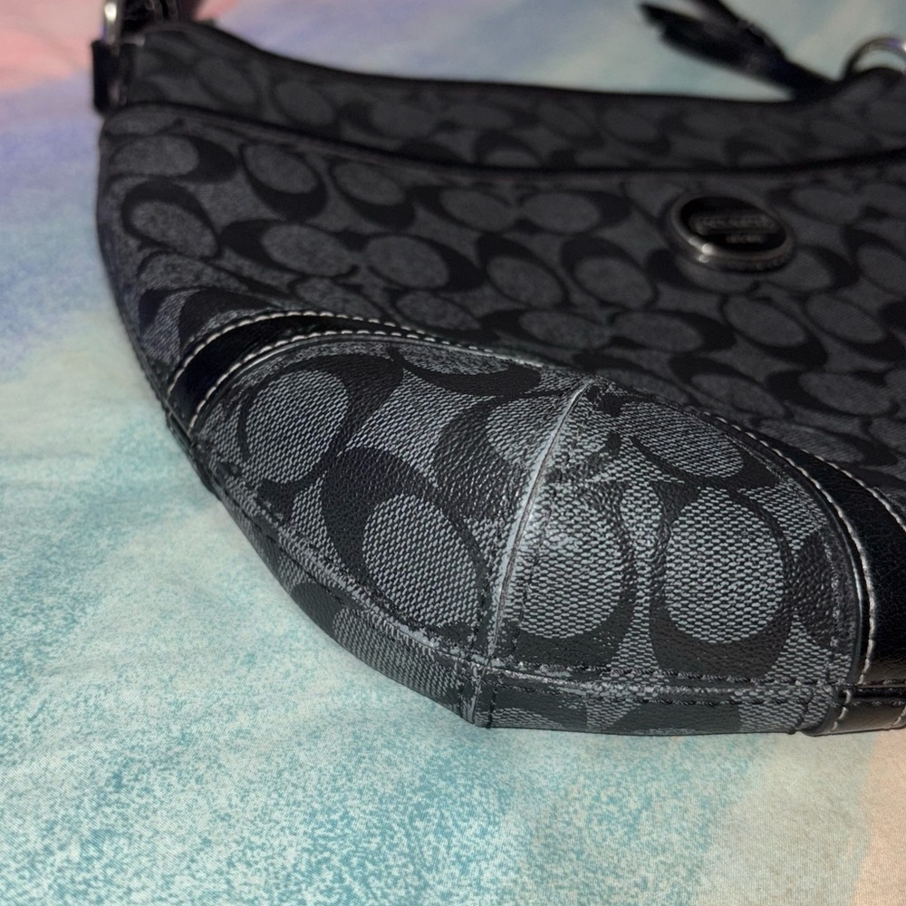Coach Signature Crossbody F19823 Signature Shoulder Bag black gray - Picture 7 of 14